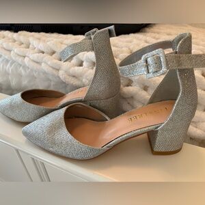 Women's Silver Ankle Strap Heels